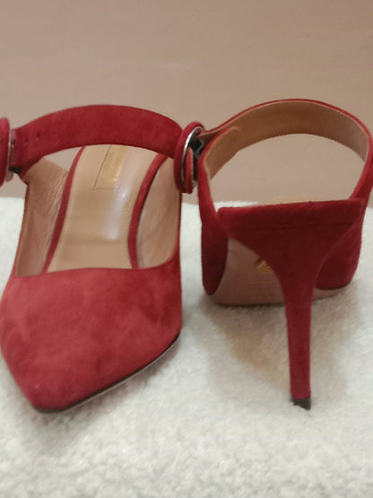 Aquazzura Blossom Suede Pointed Toe Mules Red Size 35.5