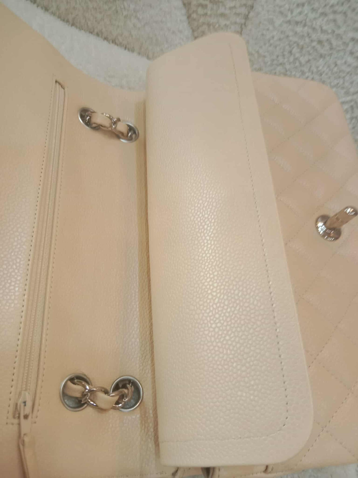 Chanel Classic Double Flap Medium Beige Caviar Series 14