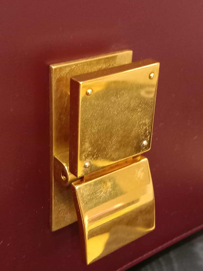 Celine Medium Classic Box Bag In Burgundy Calfskin Leather