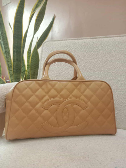 Chanel Bowling Bag Beige Caviar Series 9