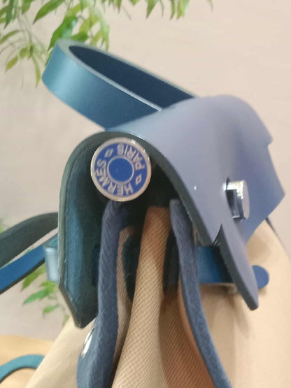 Hermes Herbag Ado Zip Backpack Canvas Bicolor Tan/Blue Stamp U 2022