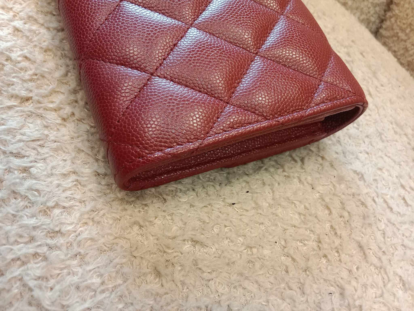 Chanel Long Flap Wallet Caviar Burgundy Series 25