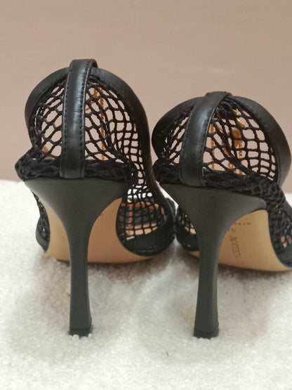 Bottega Veneta Stretch Pumps Black Mesh Square Toe Size 36