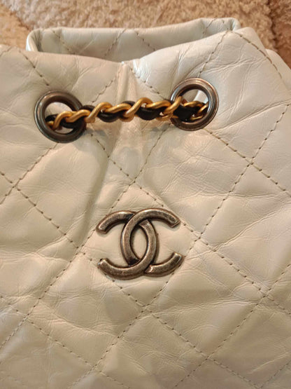 Chanel Gabrielle Aged Calfskin Backpack Black & White Series 24