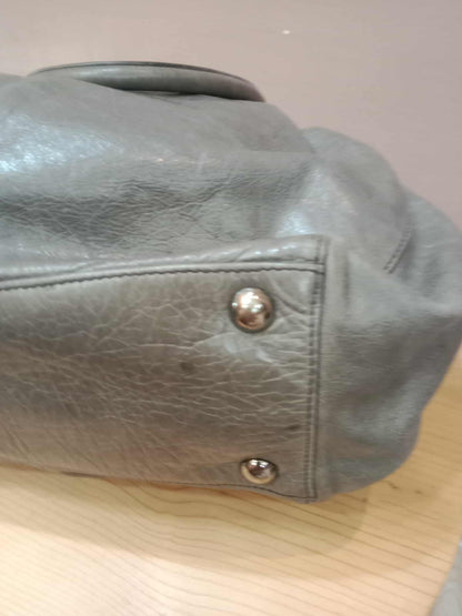 Miu Miu Leather Tote Bag Grey with Crystal Embellished Strap