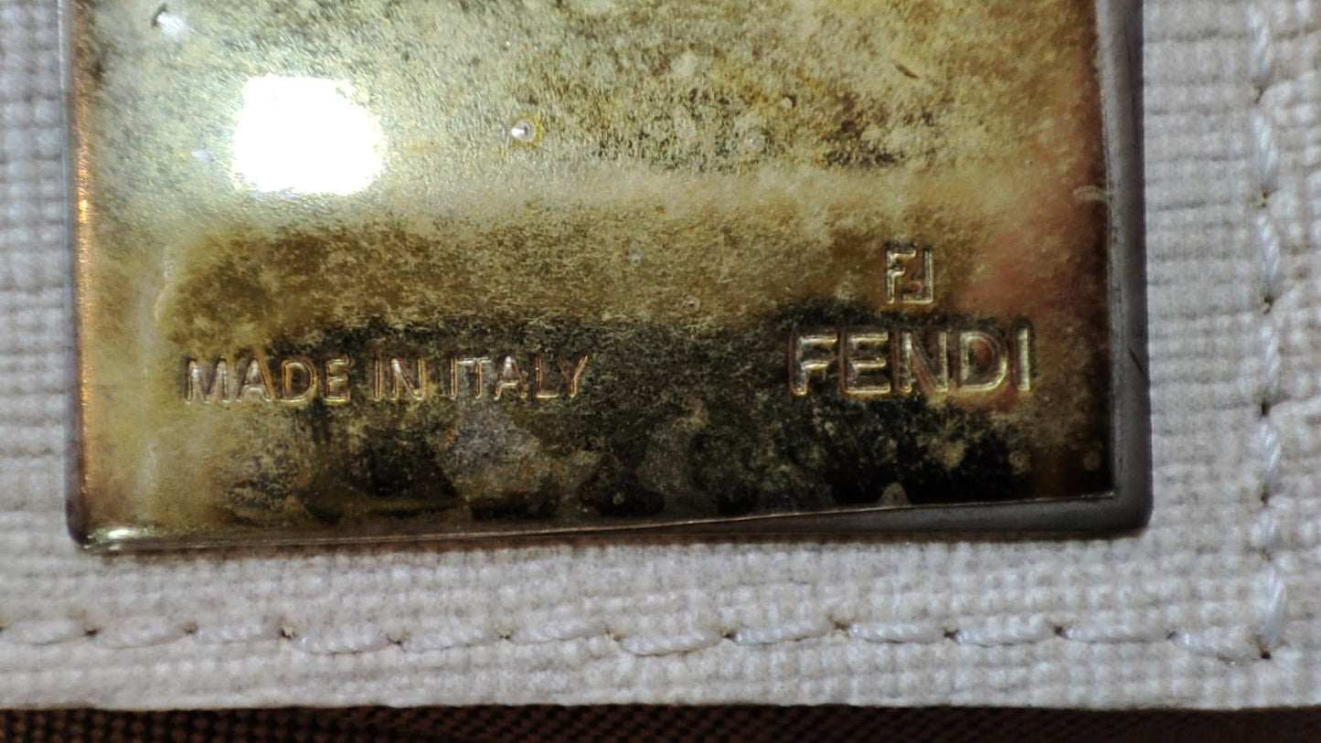 Fendi Zucca White Coated Canvas Bag