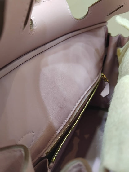 Hermes Birkin 25 Mauve Sylvestre Swift Rose Gold Hardware Stamp W 2024