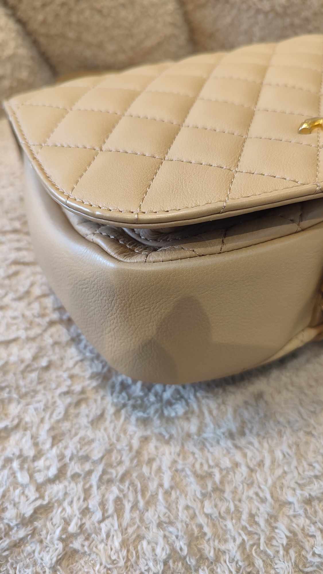 Chanel Messenger Flap Bag Lambskin Beige Series 27 Fullset