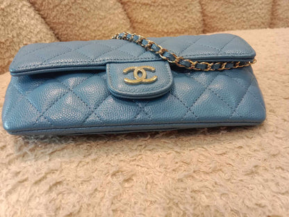 Chanel Classic Case Blue Quilted Caviar with Chain Series 31