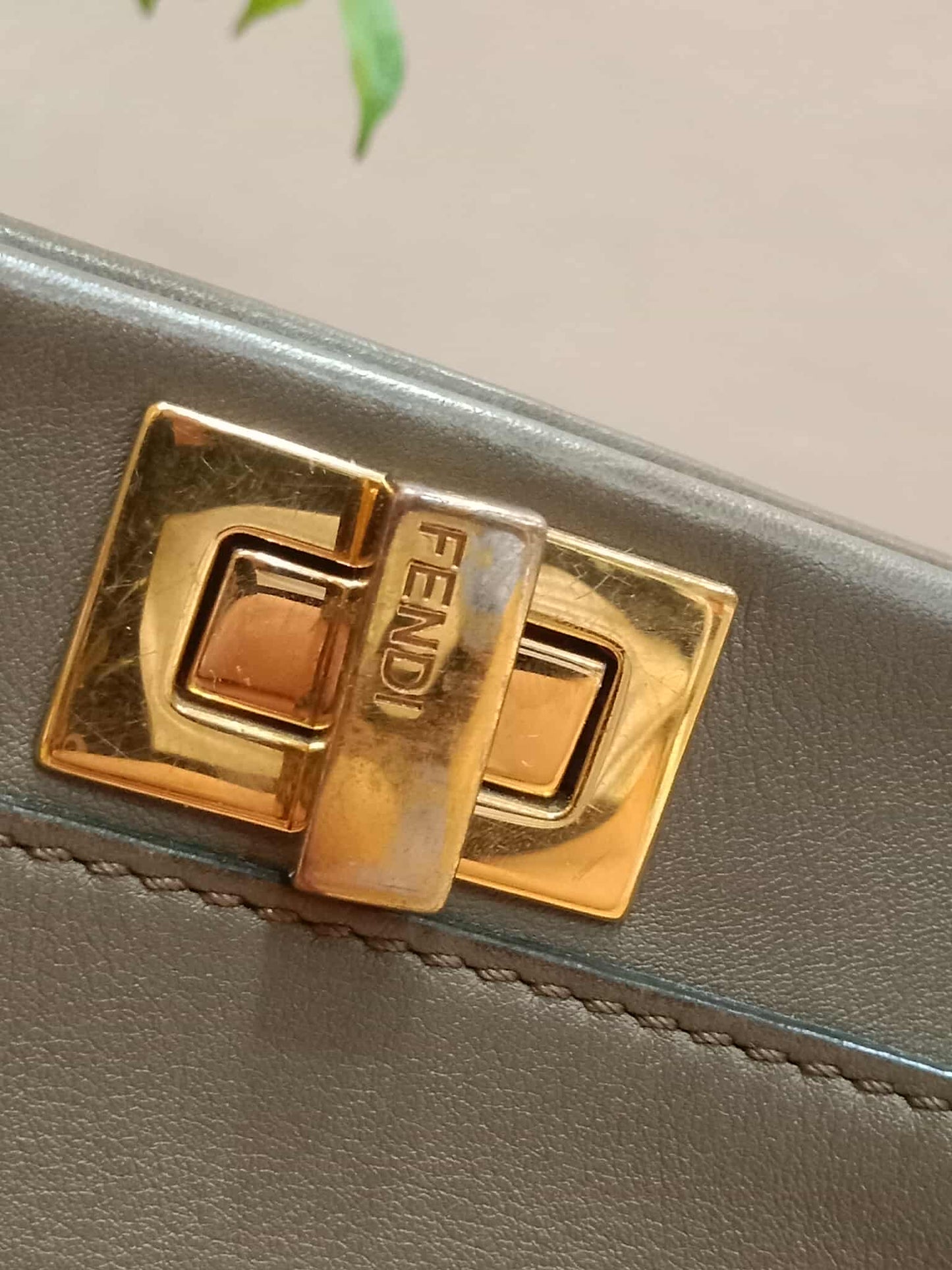 Fendi Peekaboo Grey Leather Mini