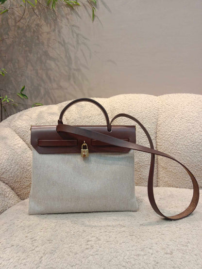 Hermes Herbag 31 Chocolate Brown Stamp E Square 2001