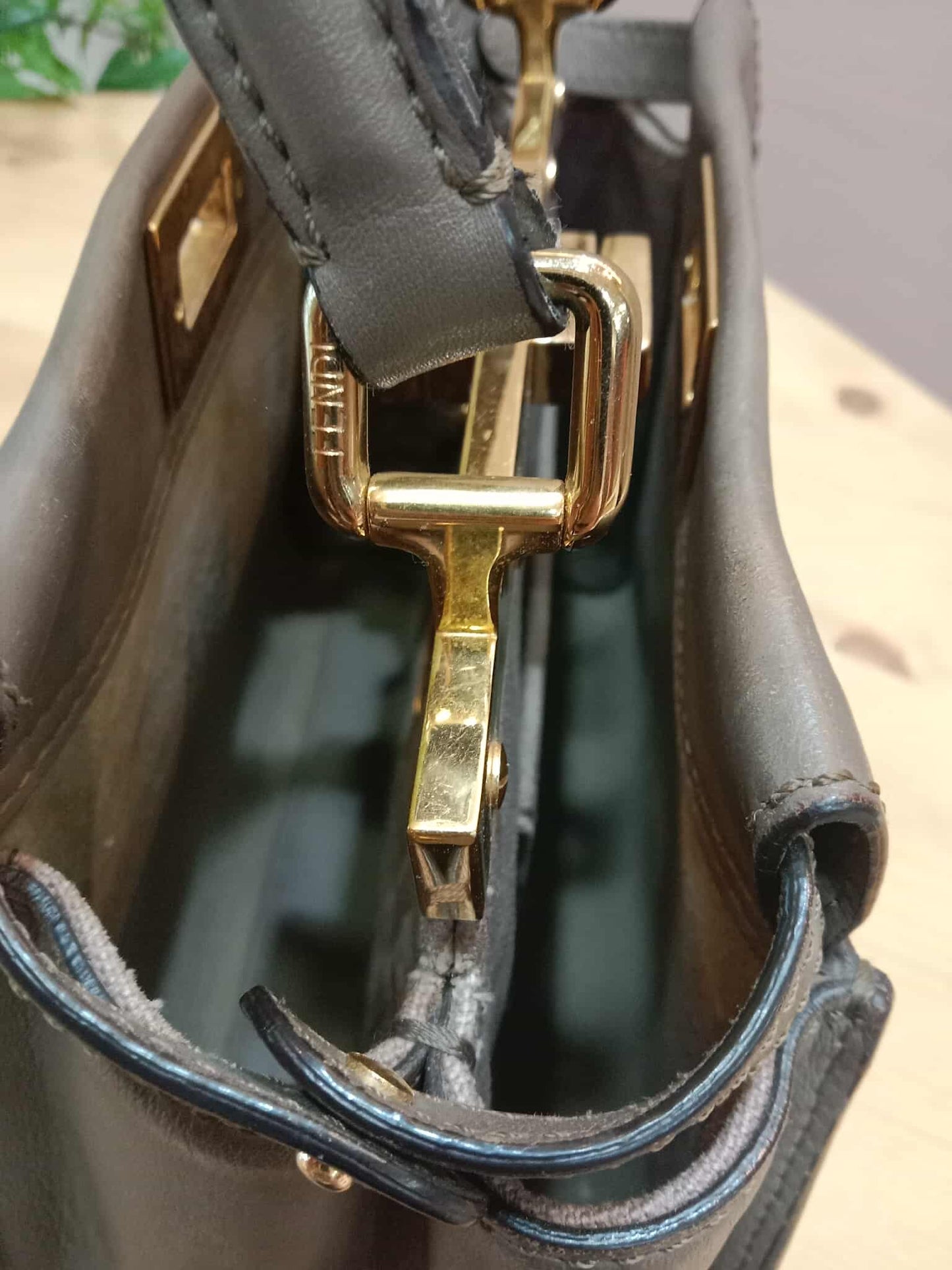 Fendi Peekaboo Grey Leather Mini