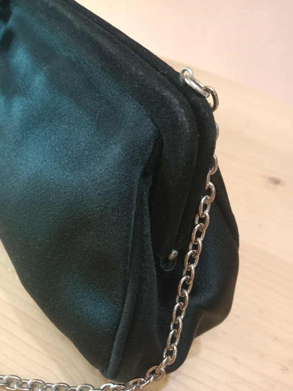 Prada Black Satin Raso Chic Kisslock Eastwest Bag
