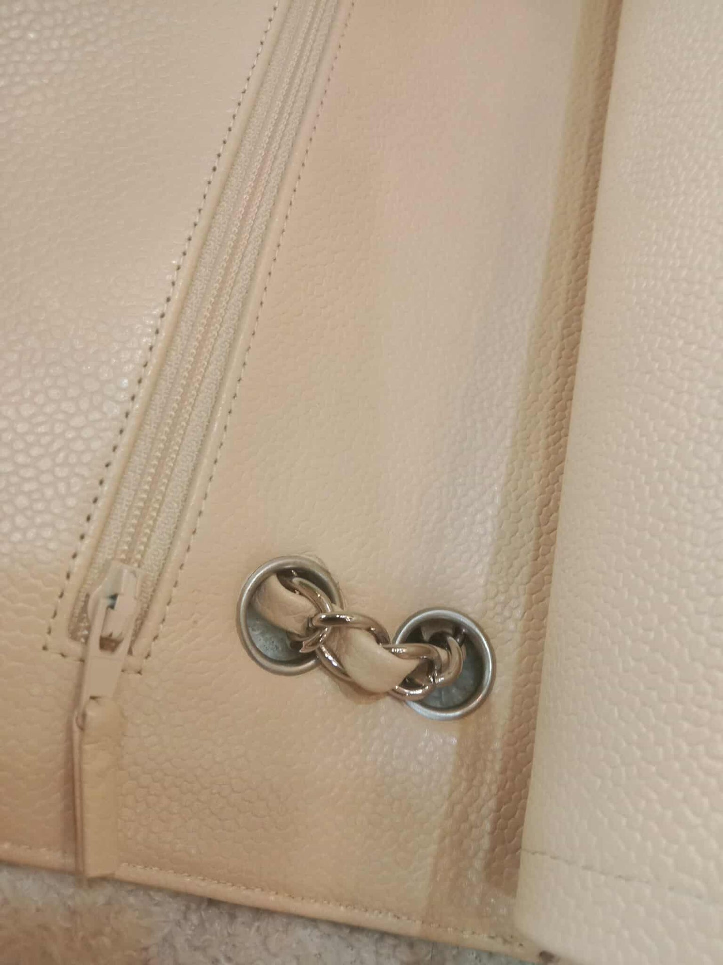 Chanel Classic Double Flap Medium Beige Caviar Series 14
