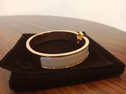 Hermes Clic H Bangle Bracelet Enamel Etoupe PM
