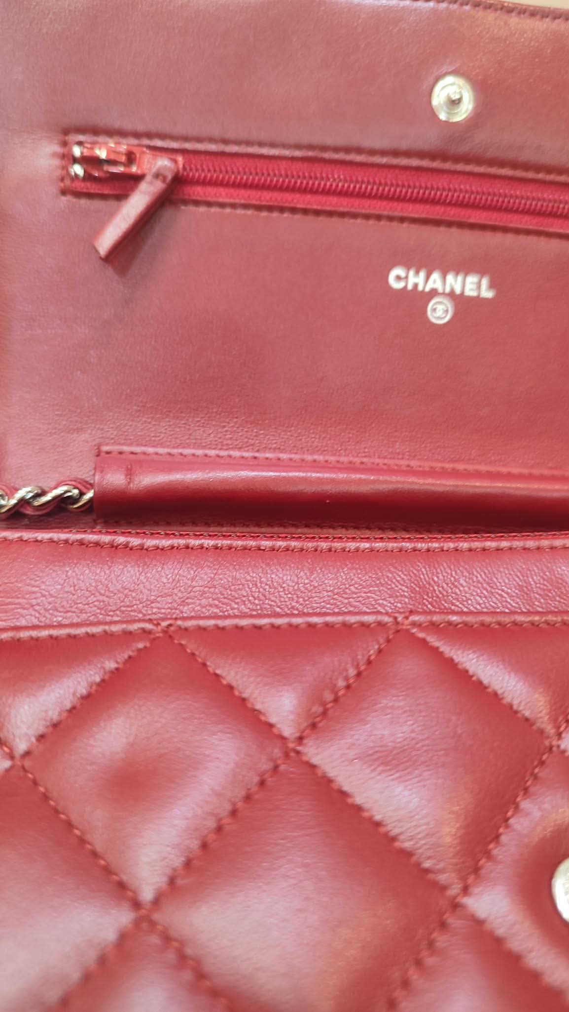 Chanel Wallet on Chain Red Lambskin Series 16