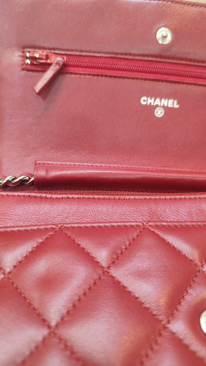 Chanel Wallet on Chain Red Lambskin Series 16