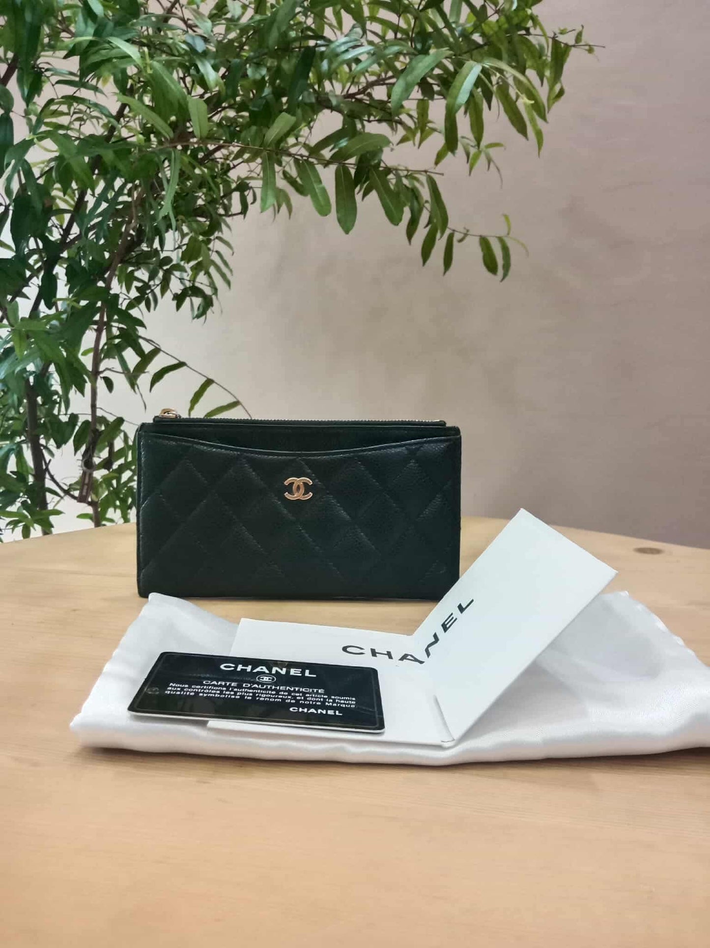 Chanel Black Quilted Caviar Leather Zip Pouch Series 25