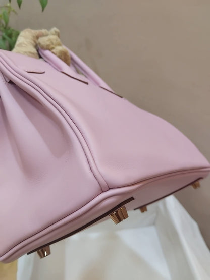 Hermes Birkin 25 Mauve Sylvestre Swift Rose Gold Hardware Stamp W 2024