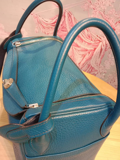 Hermes Lindy 30 Clemence Bleu Izmir Stamp R 2014