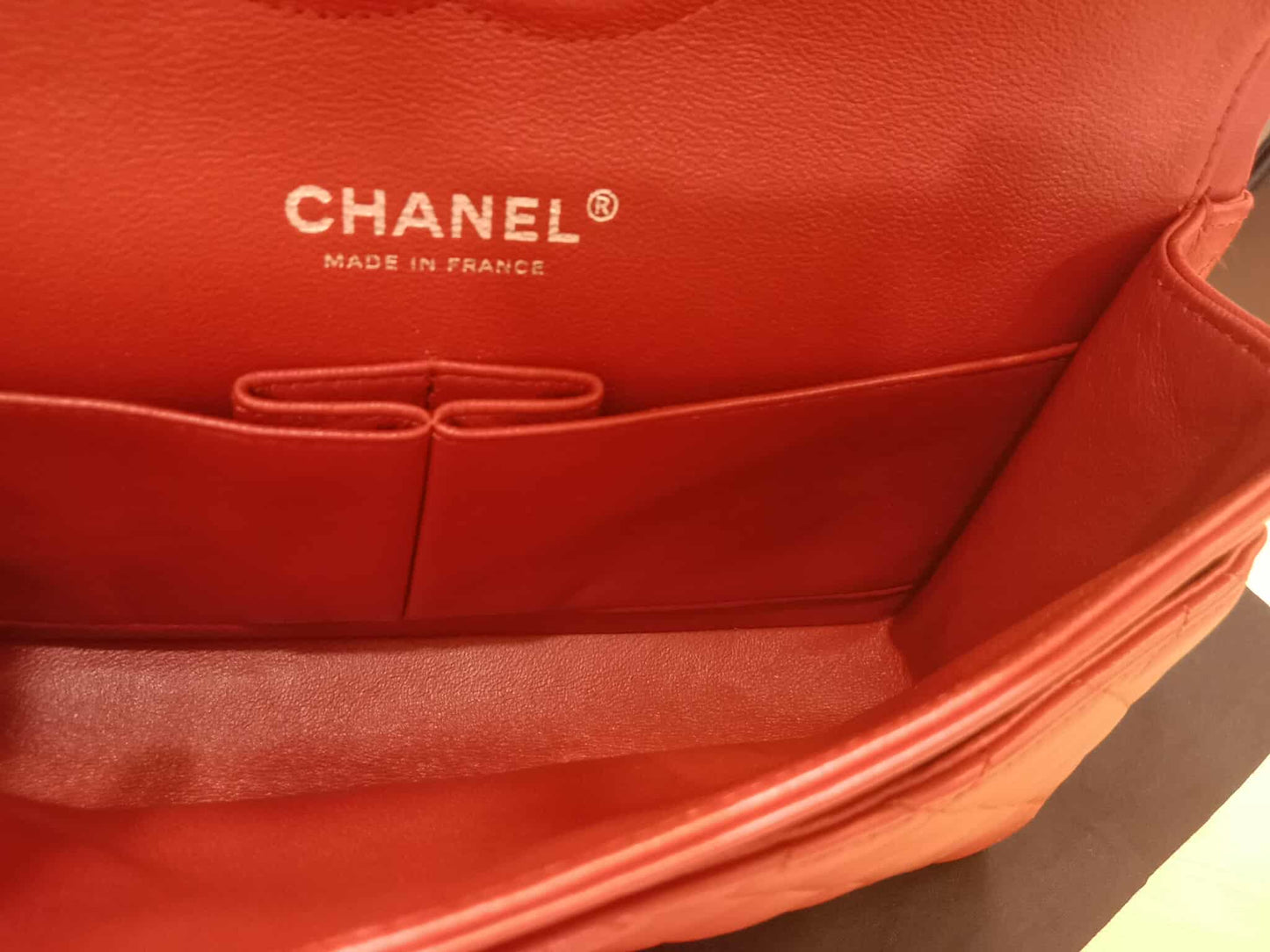 Chanel Timeless Red Quilted Lambskin Classic Double Flap Medium Series 17