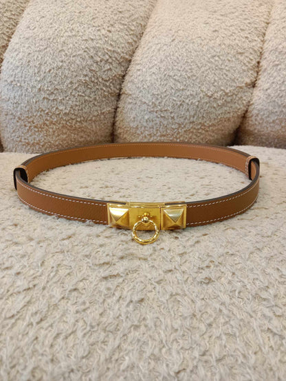 Hermes Rival Belt Gold on Gold Stamp C 2018