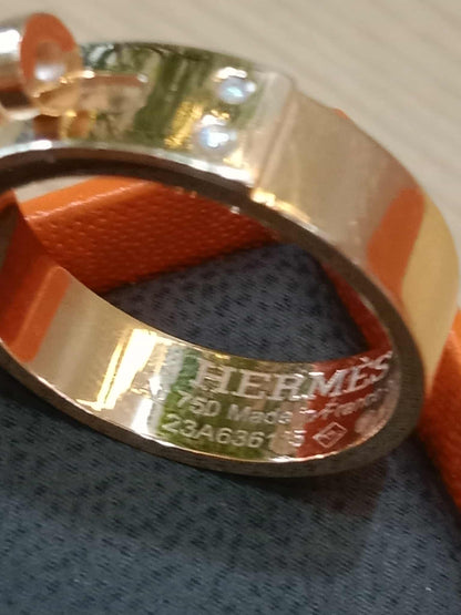 Hermes Kelly Ring in 18K Rose Gold Pave-Set Diamonds on the Clasp Motif