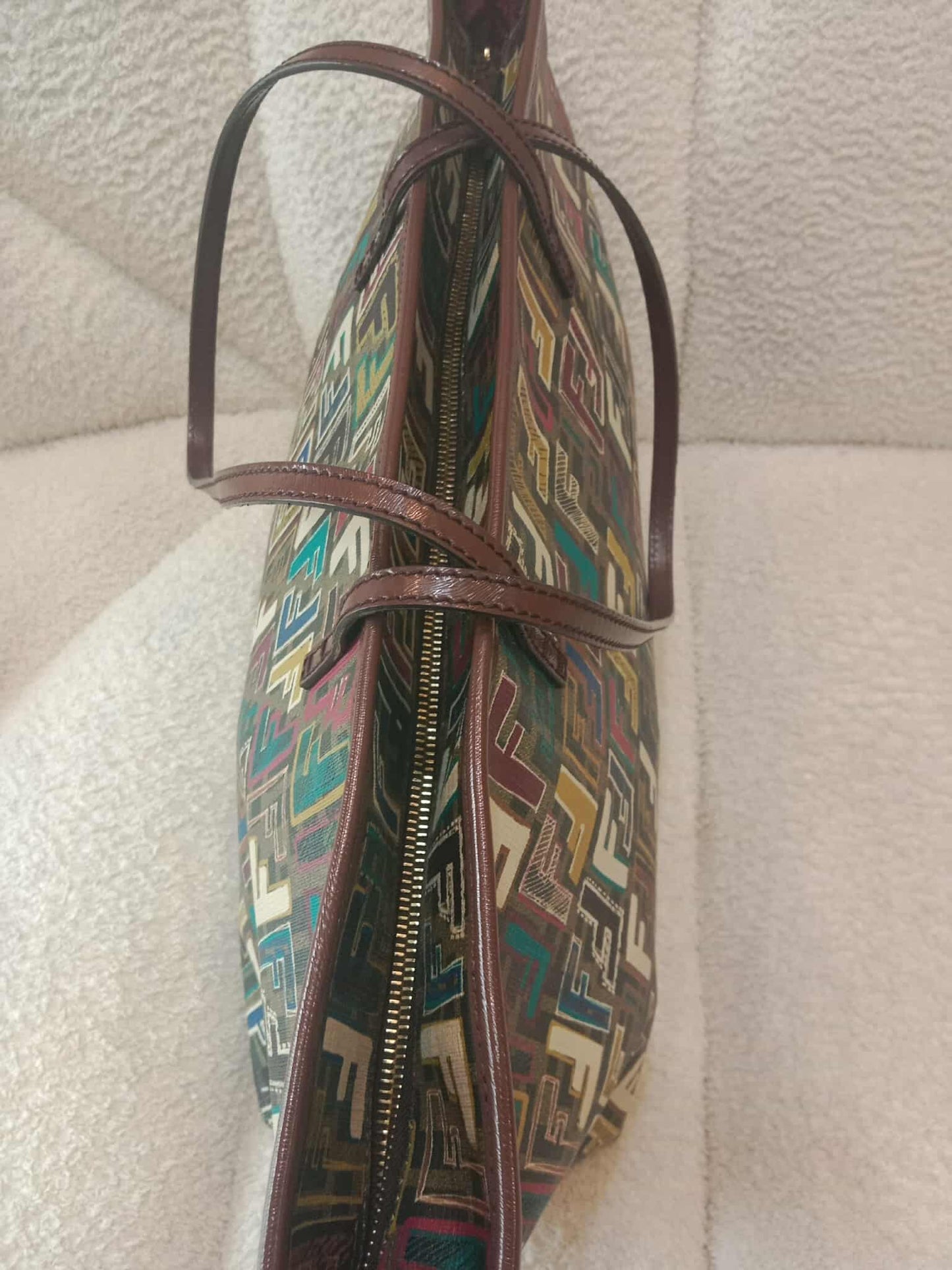 Fendi Multicolor Zucca Spalmati Roll Tote Bag