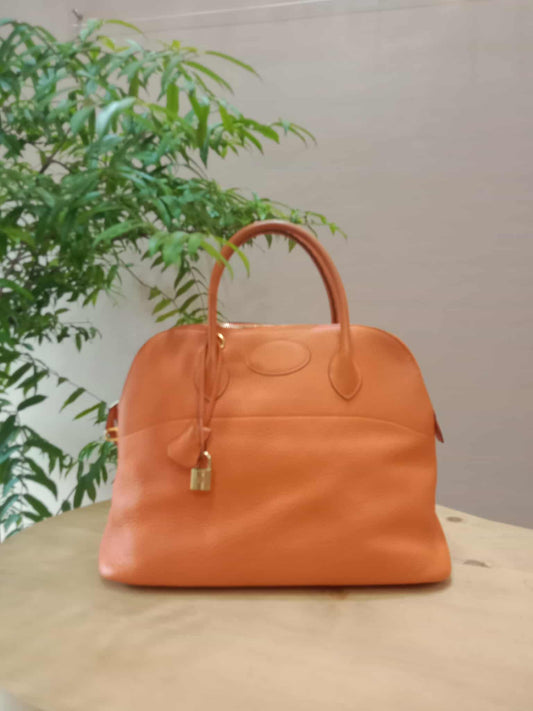 Hermes Bolide 35 Poppy Orange Clemence Stamp F Square (2002)