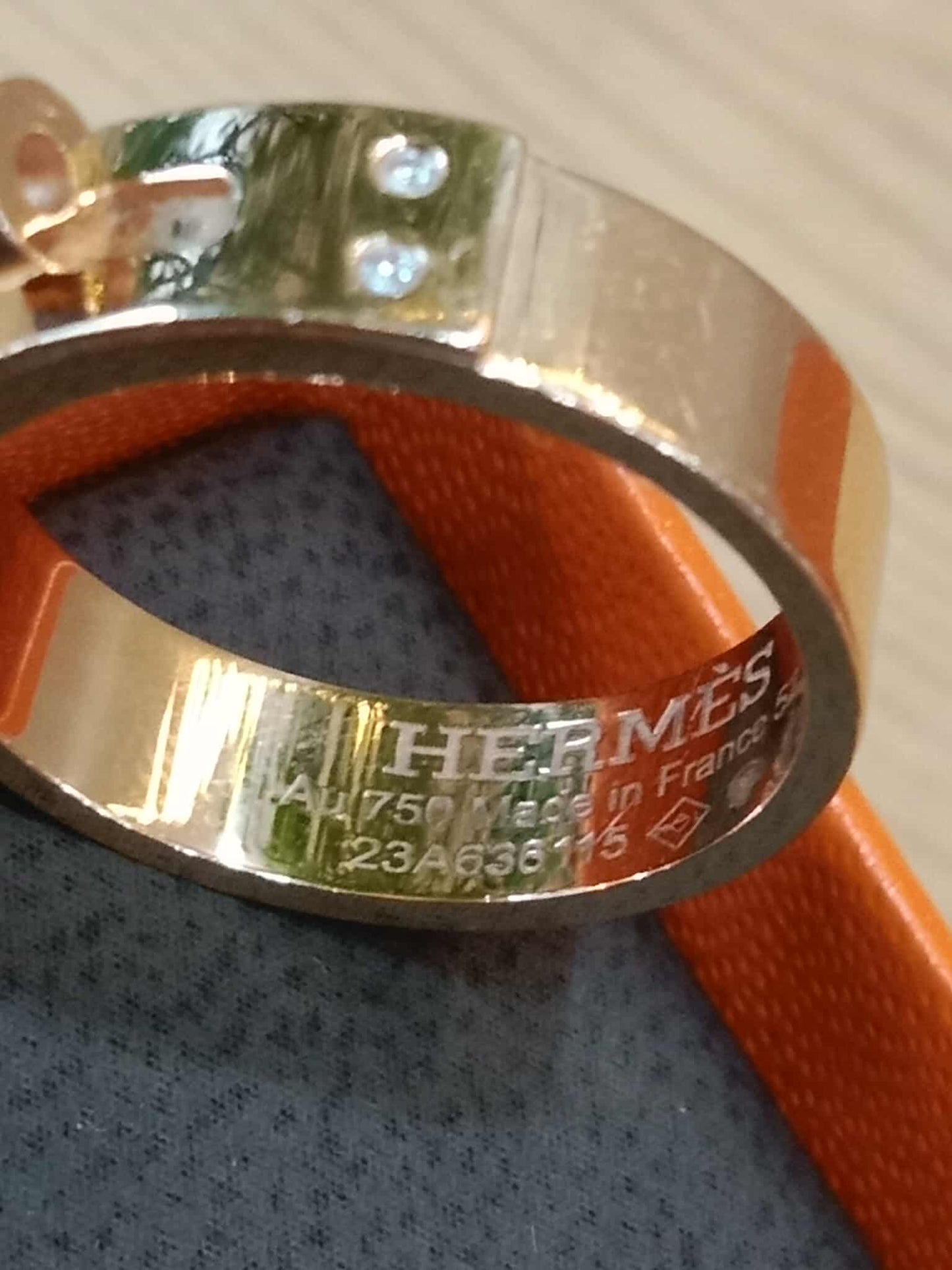 Hermes Kelly Ring in 18K Rose Gold Pave-Set Diamonds on the Clasp Motif