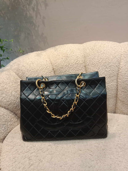 Chanel Vintage Timeless Shopping Tote Quilted Lambskin Black Series 4