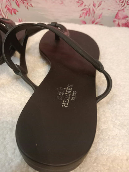Hermes Egerie Sandals Black Size 35
