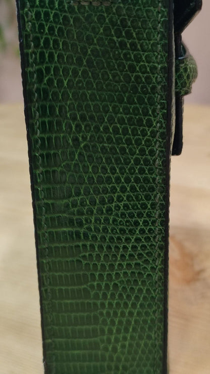 Hermes Lizard Green Vintage Bag Stamp O Circle 1985