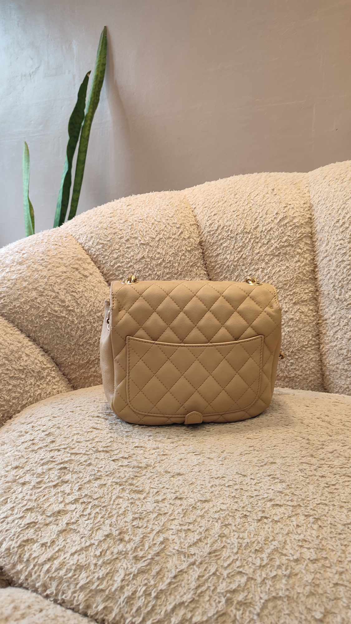 Chanel Messenger Flap Bag Lambskin Beige Series 27 Fullset