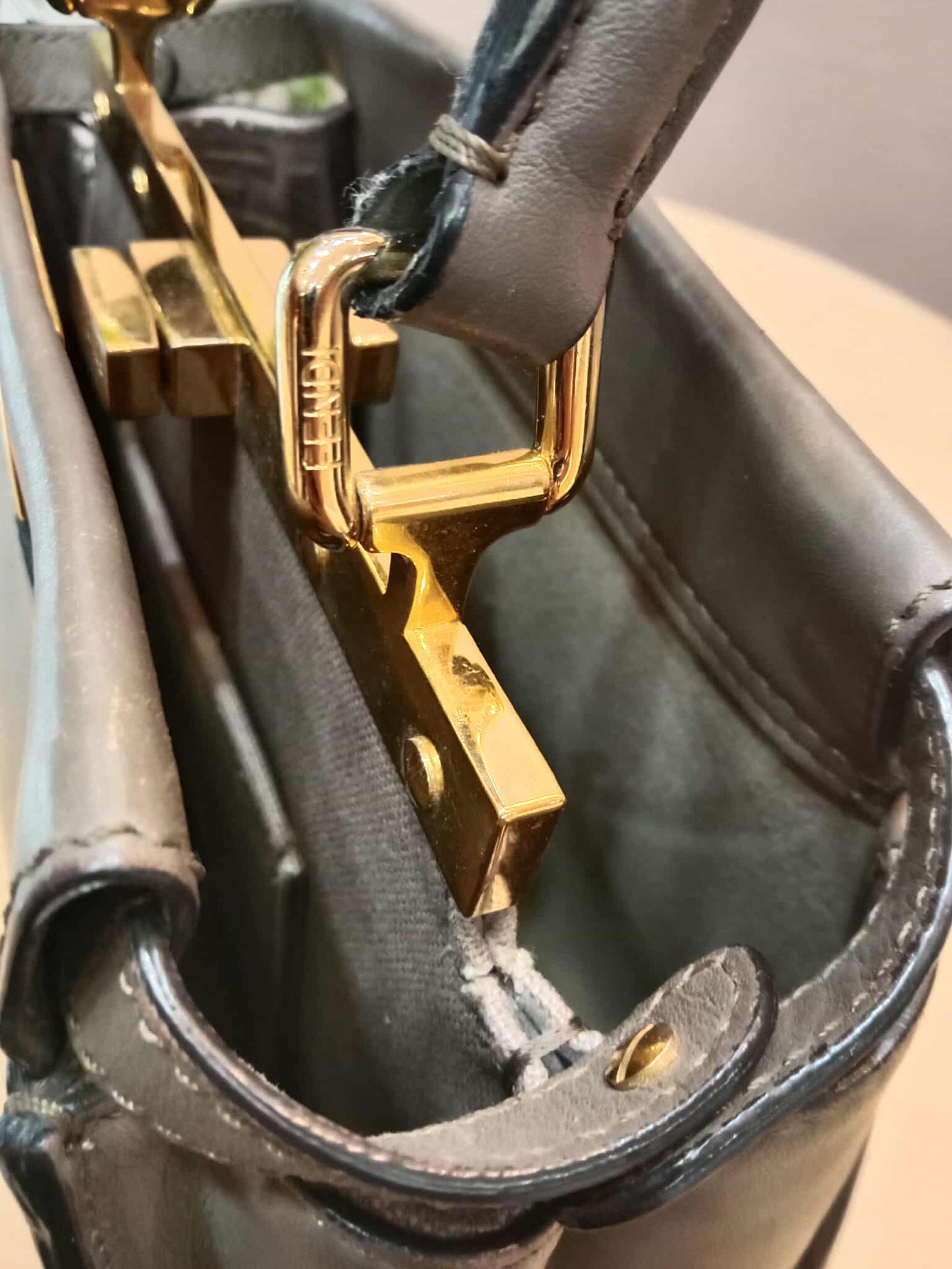 Fendi Peekaboo Grey Leather Mini