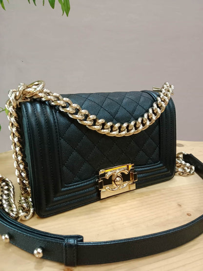 Chanel Le Boy Flap Caviar Small Black Series 23