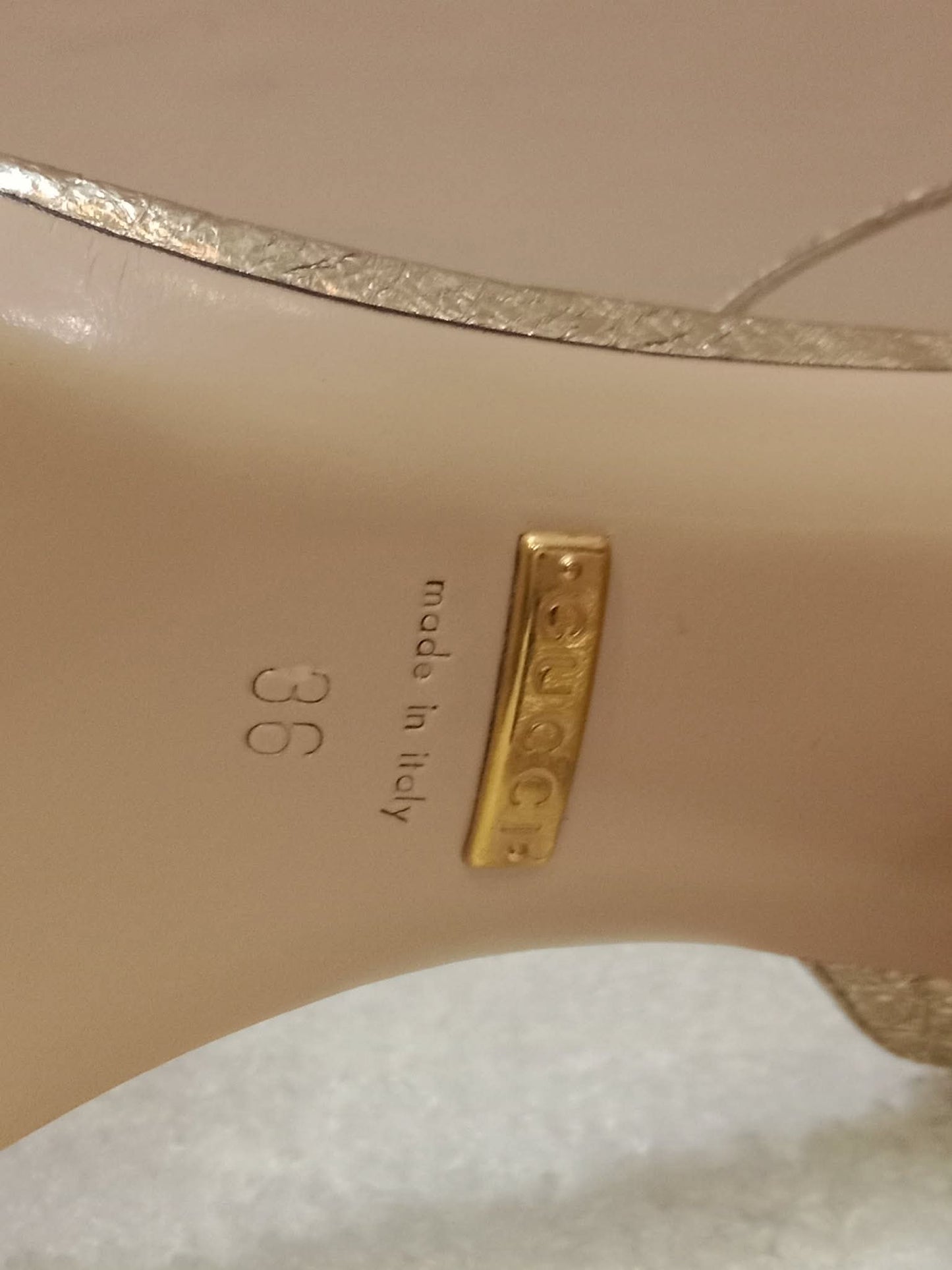 Gucci GG Marmont Sandals Metallic Gold Size 36