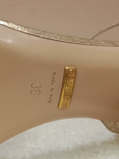 Gucci GG Marmont Sandals Metallic Gold Size 36