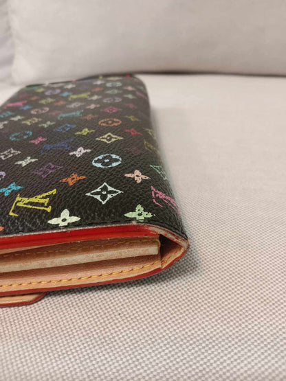 Louis Vuitton Multicolor Black Long Button Wallet