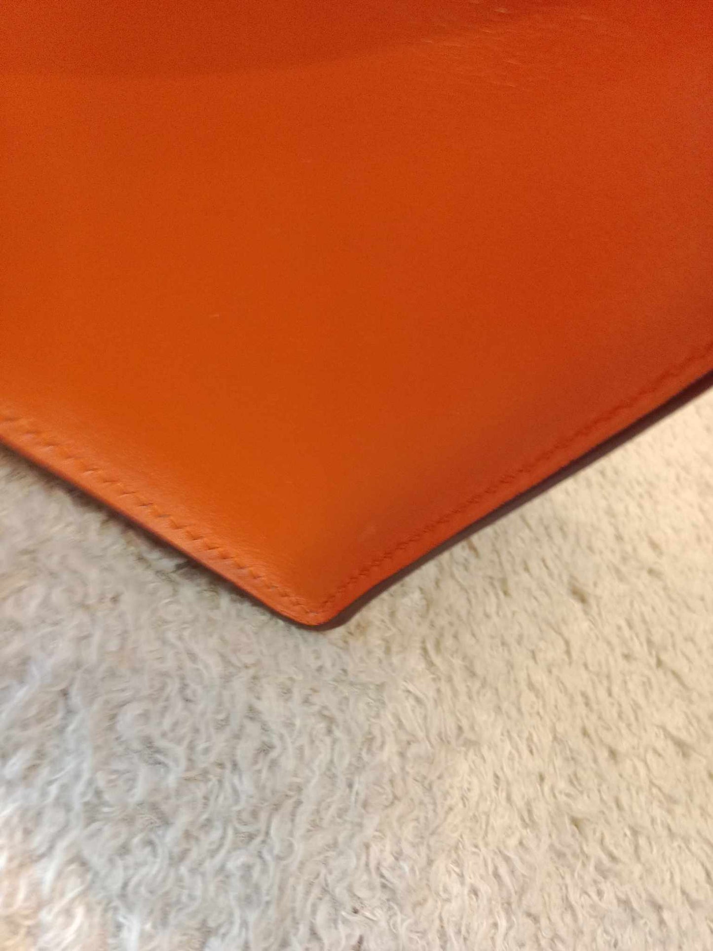 Hermes Kelly 28 Boxcalf Poppy Orange Stamp F Square