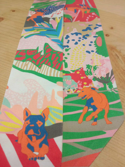 Hermes "En Liberte" Multicolor Design Silk Twilly