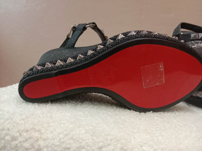 Christian Louboutin Pyraclou Wedge Black Pyramid Studs Size 36