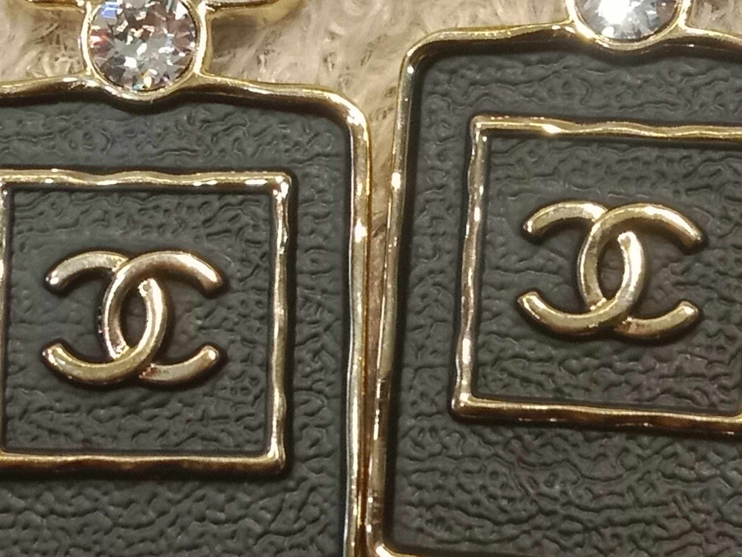 Chanel Black/Gold Perfume Earrings