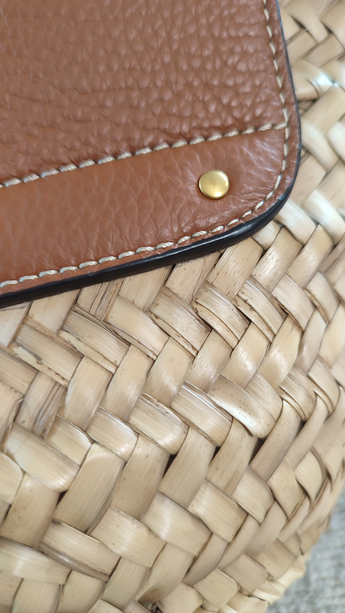 Chloe Marcie Small Raffia Basket Brown Bag