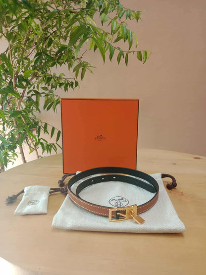 Hermes Lucky 15 Reversible Belt Swift/Epsom Gold/Noir Stamp Z 2021