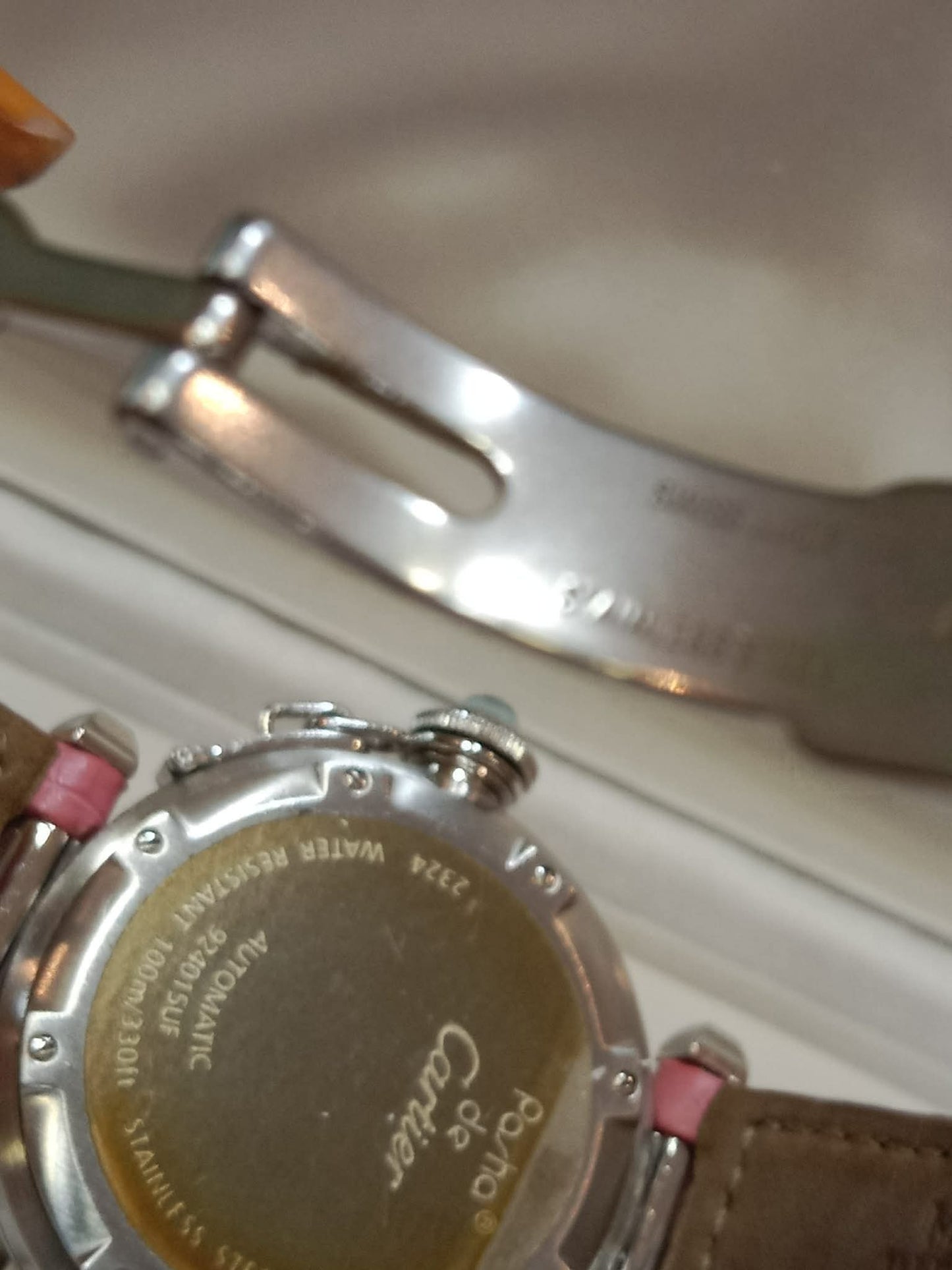 Cartier Pasha C Pink Blue Limited Edition Watch 35mm Stainless Steel Case Pink Alligator Leather Strap
