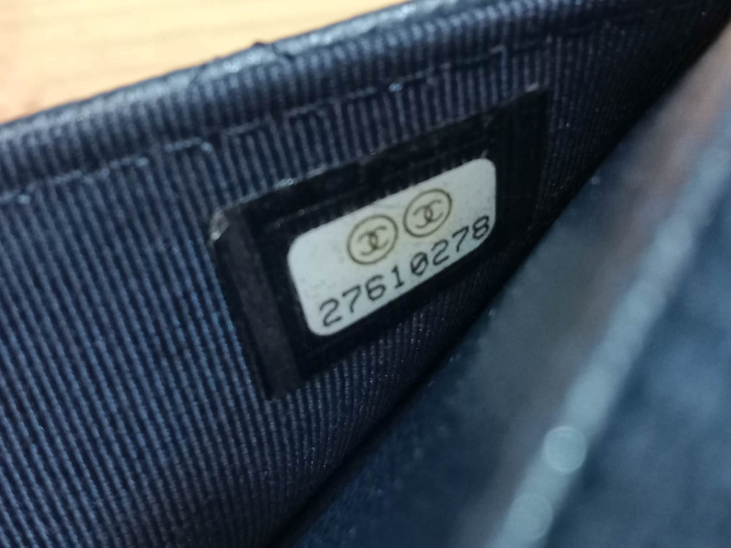 Chanel CC Box Wallet On Chain Caviar Navy Blue Series 27