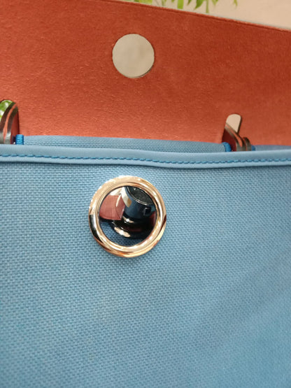 Hermes Herbag Zip 31 Bicolor Blue/Red Canvas & Leather Stamp X 2016
