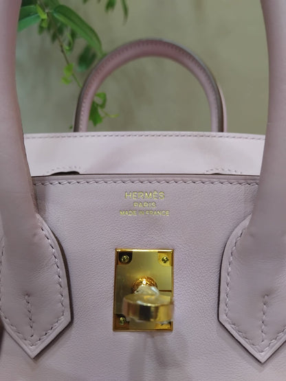 Hermes Birkin 25 Mauve Sylvestre Swift Rose Gold Hardware Stamp W 2024