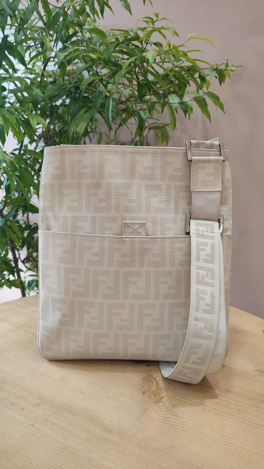 Fendi Zucca White Coated Canvas Bag
